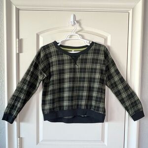 Hunter green and Black Plaid Sweatshirt with lace detail